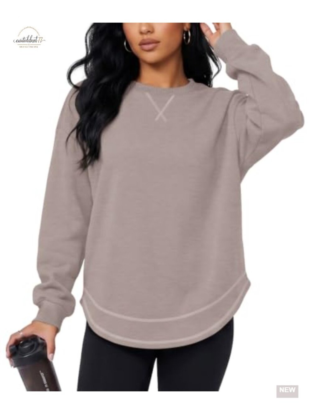 Women's Crewneck Sweatshirt Long Sleeve Side Slit Relaxed Fit Top